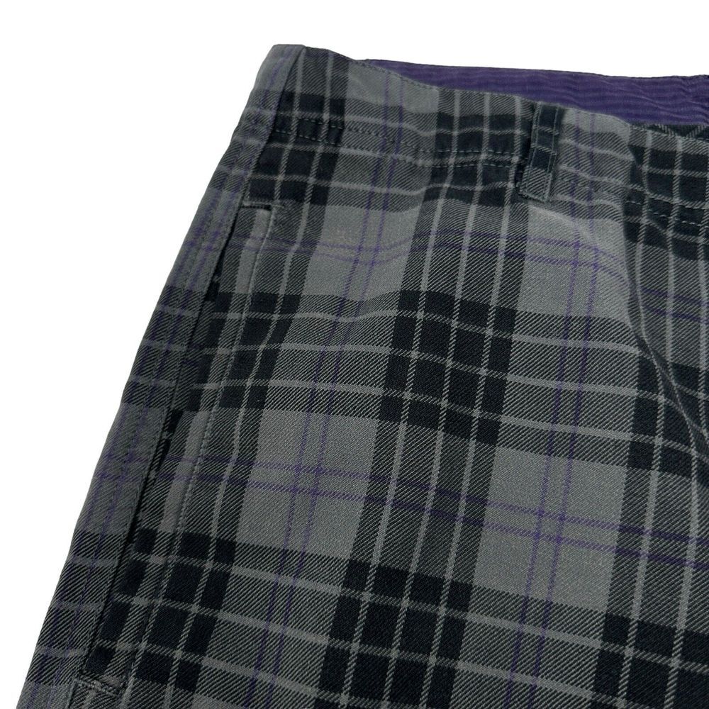 DC Mens Chino Shorts Gray Black Purple Plaid Flat Front Casual Pockets 34 *FLAW* - Picture 13 of 16